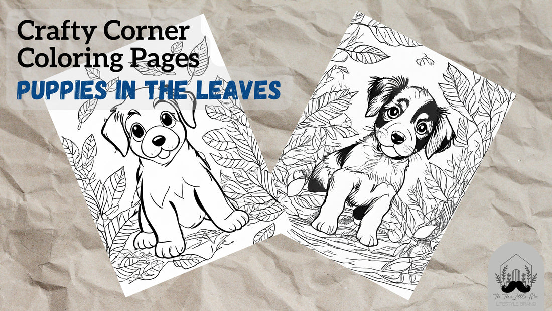 Puppy Playing in Leaves - Coloring Pages