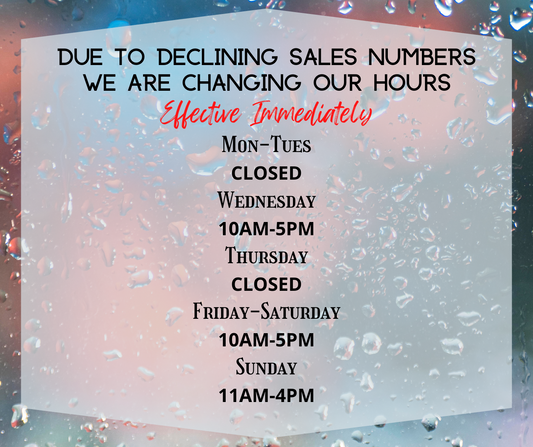 Hours Changes Effective Immediately