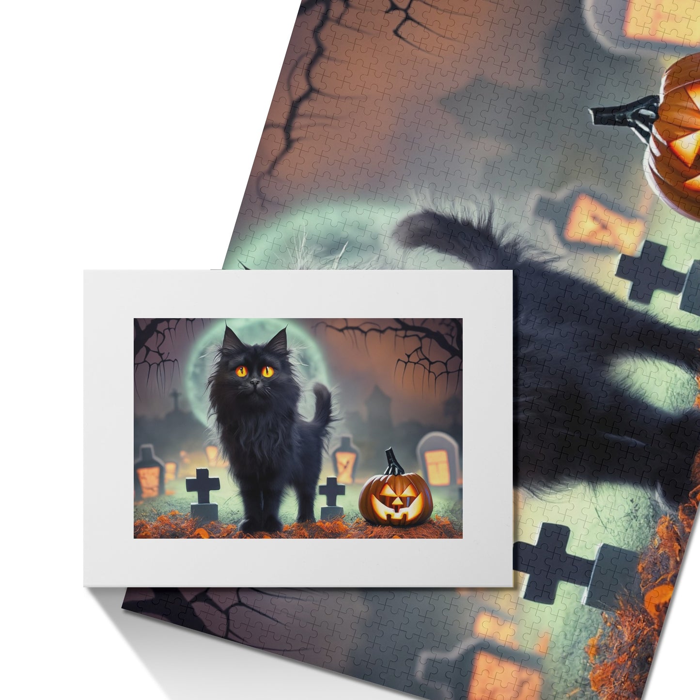 Black Cat Halloween Wooden Picture Jigsaw Puzzle (1000 Pcs)