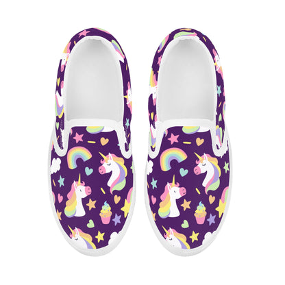 Unicorns and Cupcakes - Kid's Slip On Shoes