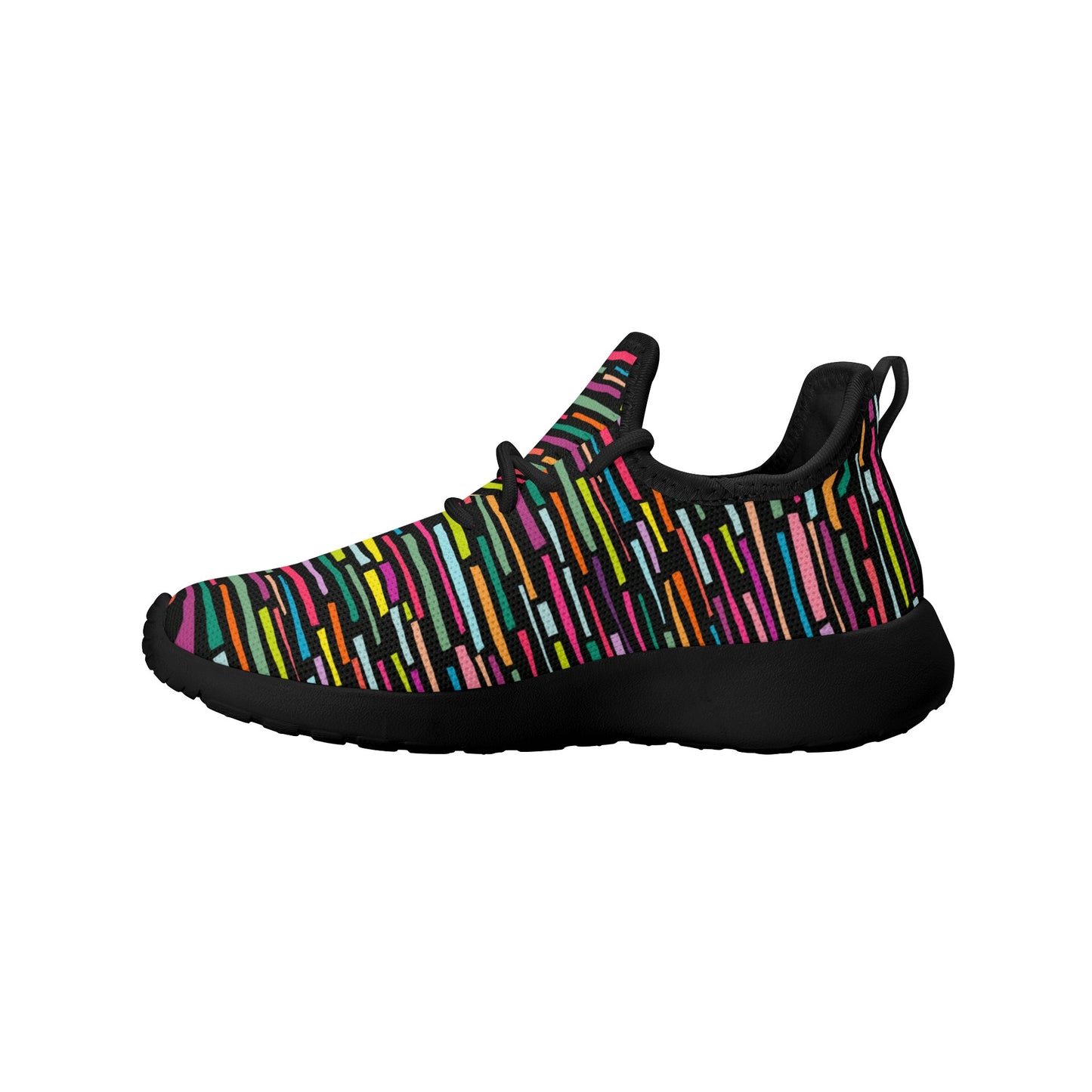 Inverted Lines of Color - Kids Mesh Knit Sneakers