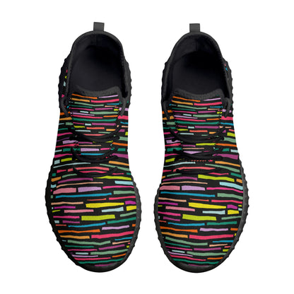 Inverted Lines of Color - PreTeen - Men's Mesh Knit Sneakers
