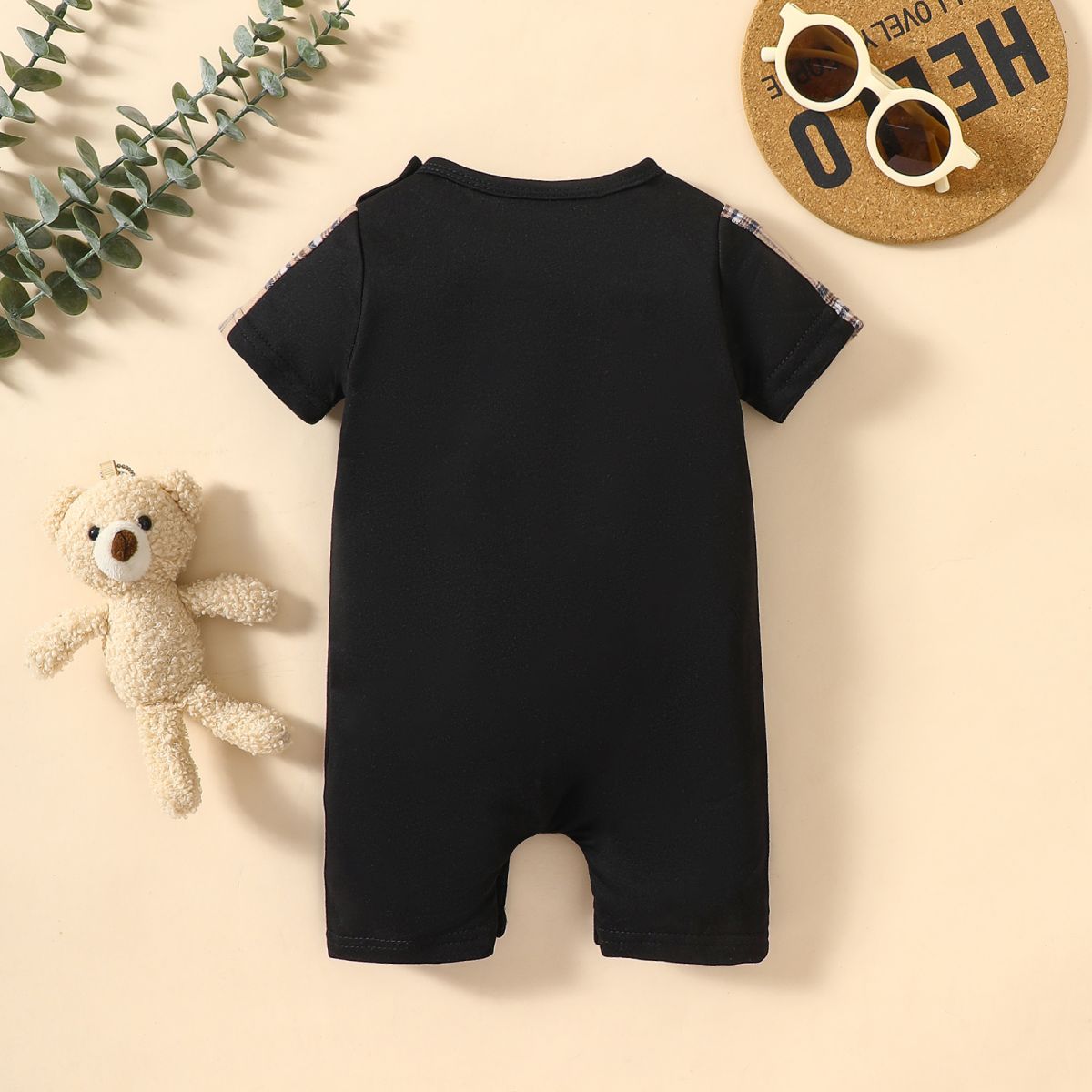 Infant/Baby MINI BOSS Bear Graphic Short Sleeve Romper